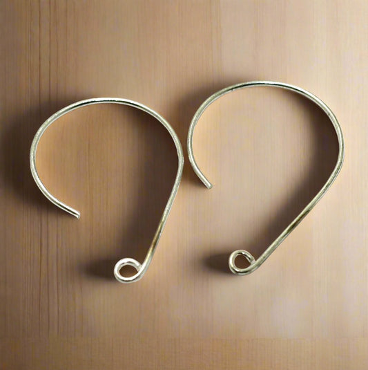 42x26mm Brass Earring Hooks - Silver / Brass / 2 Pair