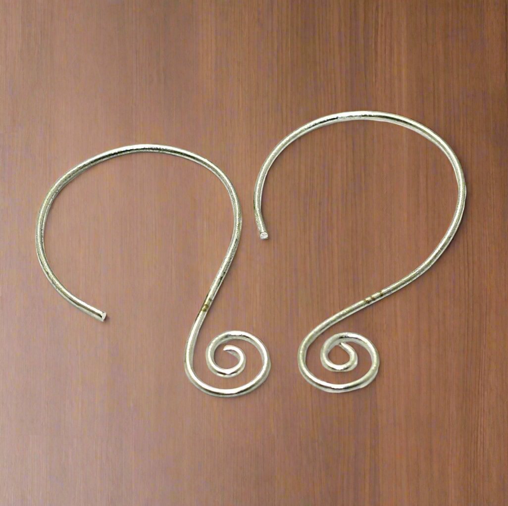 40mm, Brass Earring Hooks - Silver / Brass / 2 Pair