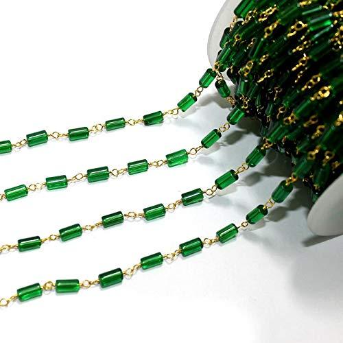 Glass Beaded Chain Green - Green / Glass