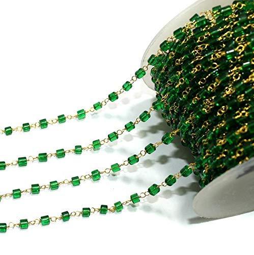 Glass Beaded Chain Green - Green / Glass