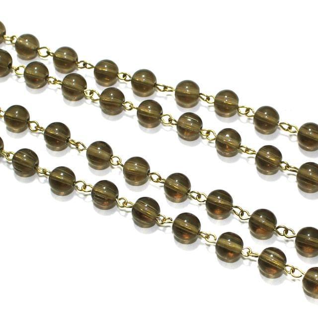 1 Mtr Designer Beaded Chain Grey 8mm - Grey / Glass