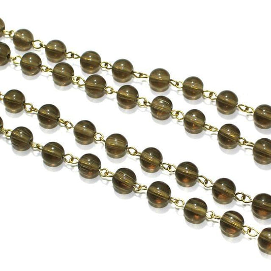 1 Mtr Designer Beaded Chain Grey 8mm - Grey / Glass
