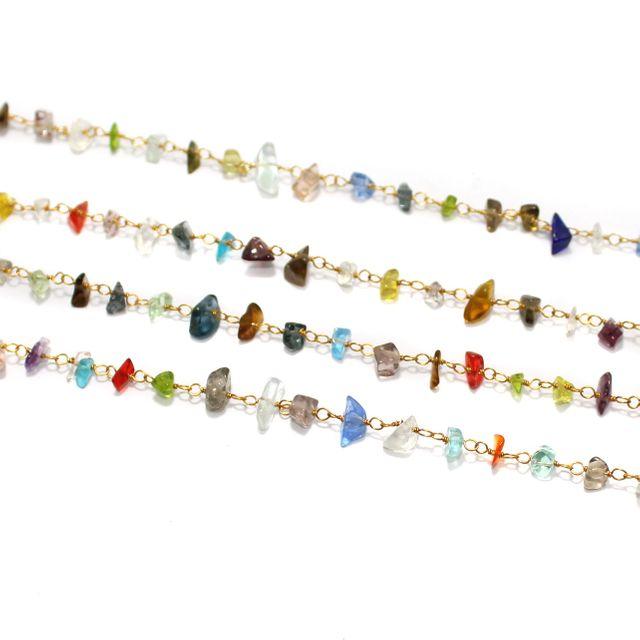 Multicolor Glass Chips Beaded Chain - MultiColor / Glass