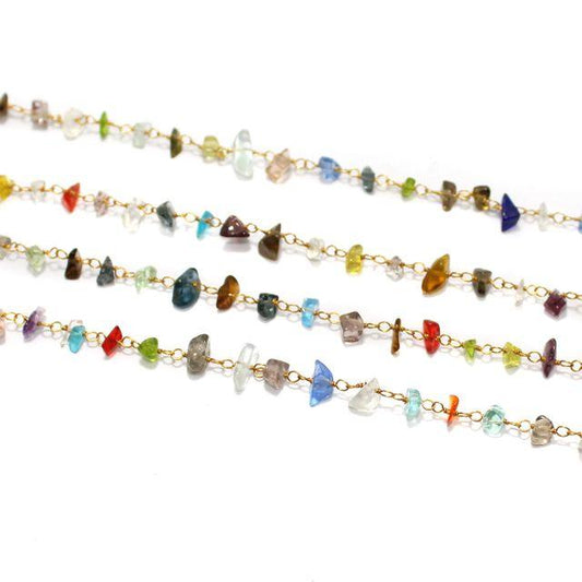 Multicolor Glass Chips Beaded Chain - MultiColor / Glass
