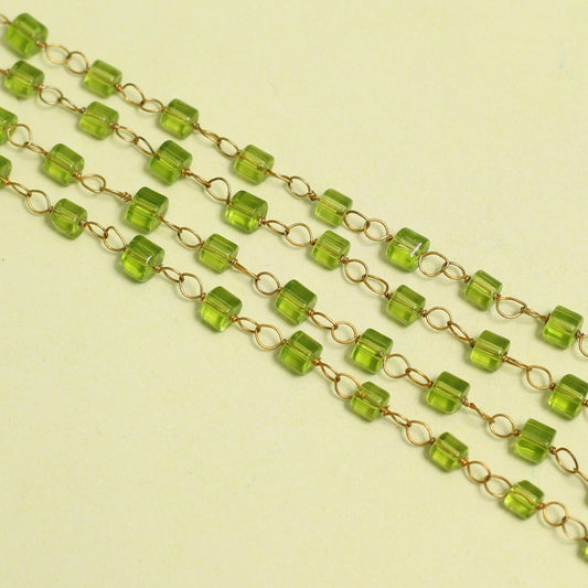 Glass Beaded Chain Parrot Green - Green / Glass