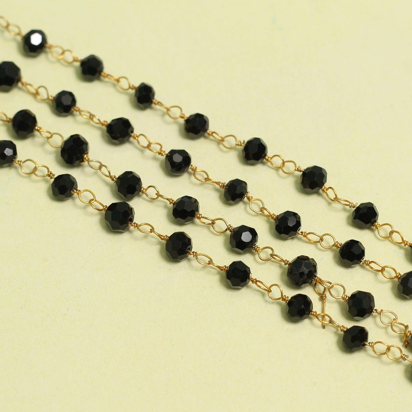 Glass Beaded Chain Black - Blue / Glass