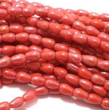 1 String Glass Drop Beads Luster Red 6x4 mm - Red / Glass / Drop