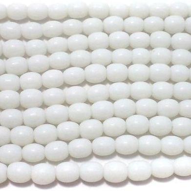 1 string Oval Beads Opaque White 7x6 mm - White / Glass / Oval
