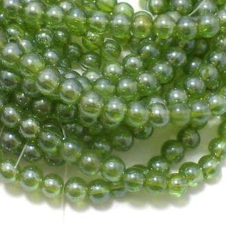 1 String Glass Round Beads Trans Rainbow Green 8 mm - Green / Glass / Round