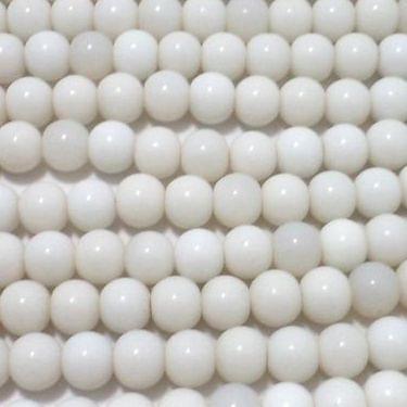 1 String Glass Round Beads Opaque White 10 mm - White / Round / 10mm