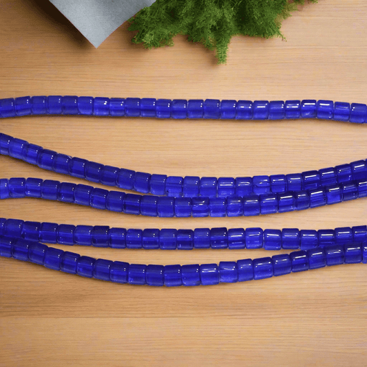 Glass Beads Tyre 4mm, Pack Of 1 String - Blue / Glass / Tyre