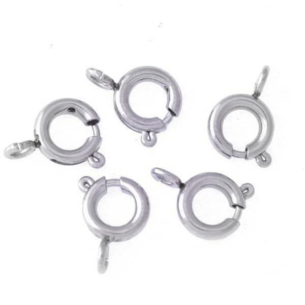 5 Pcs, 12mm Korean  Brass Spring Ring Clasps - Silver