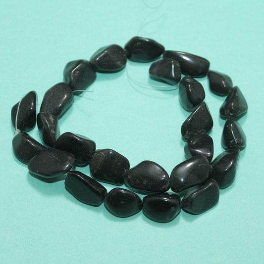 Tumble Black Onyx Stone Beads 14-19 mm - Black / Stone / 1 String