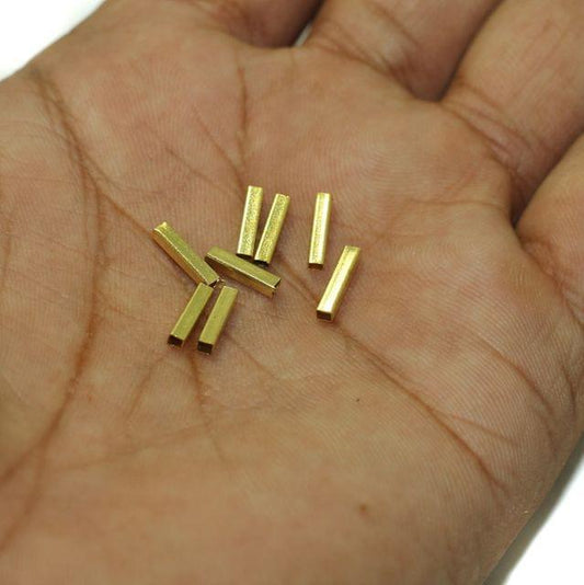 100 Pcs, 9x2mm Brass Tube Beads - Golden / 9mm