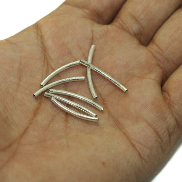 50 Pcs, 24mm Brass Tube Beads - Silver / 24mm