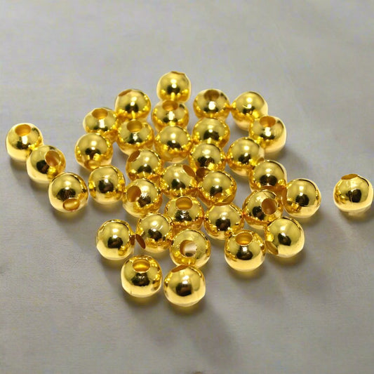 200 Pcs Golden Metal Balls Beads 5mm - Golden / Iron / Round