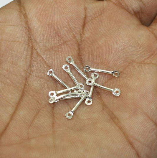 100 Pcs, 13x1mm Silver Brass Connecter - Silver / 13mm