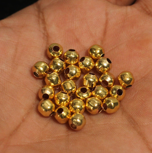 Brass Round Beads - Golden / Brass / 4mm