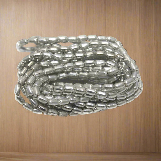 50 Gm Metal Hammered Round Tube Beads Silver 5x3 mm - Silver / Iron / Tube