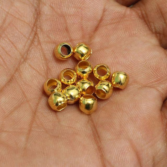 100 Pcs, 6mm Golden Metal Balls - Golden / Iron / Round