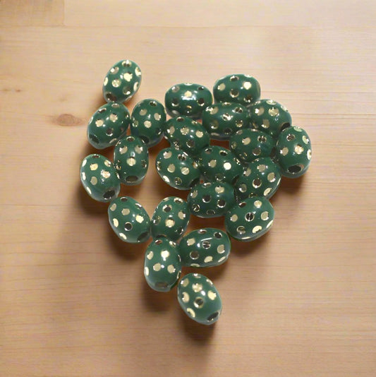 100 Pcs, 8x6mm Brass Beads Oval - Green / 8mm