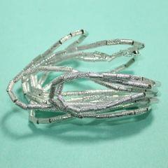 50 Gms, 6x3mm Silver Brass Tube Beads - Silver / 6mm