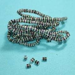50 Gms, 4mm Silver Meenakari Work Brass Beads - Silver / 4mm