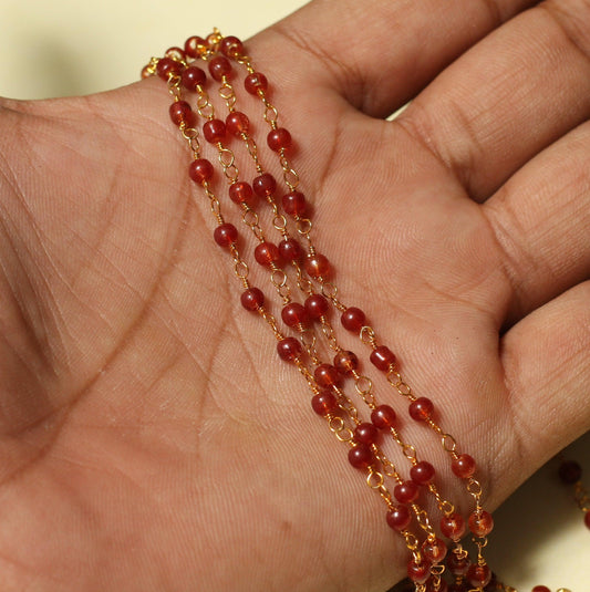 Glass Beaded Chain Maroon - Red