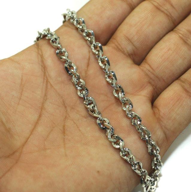100 gm, Black Nickel Metal Chain, Link Size 6X5mm - Silver / Iron / 100 gm