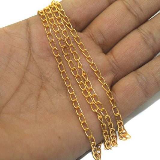 100 gm, 6x3mm Metal Chain Golden - Golden / Iron / 100 gm