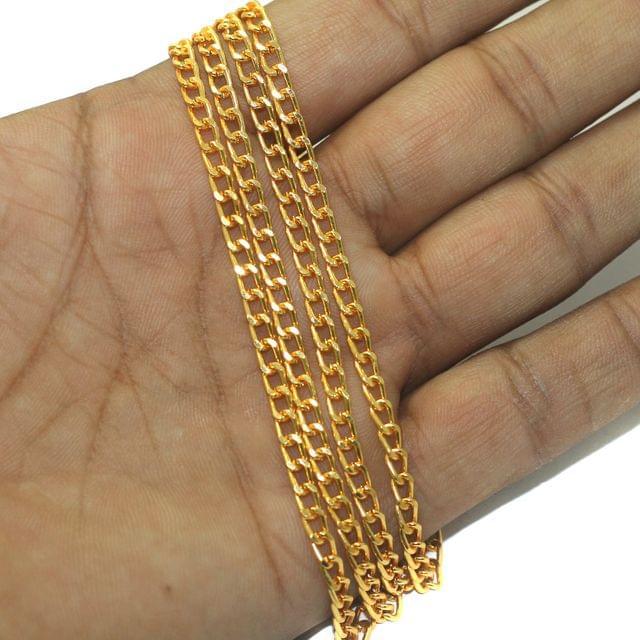 100 gm, 5x3mm Metal Chain Golden - Golden / Iron / 100 gm