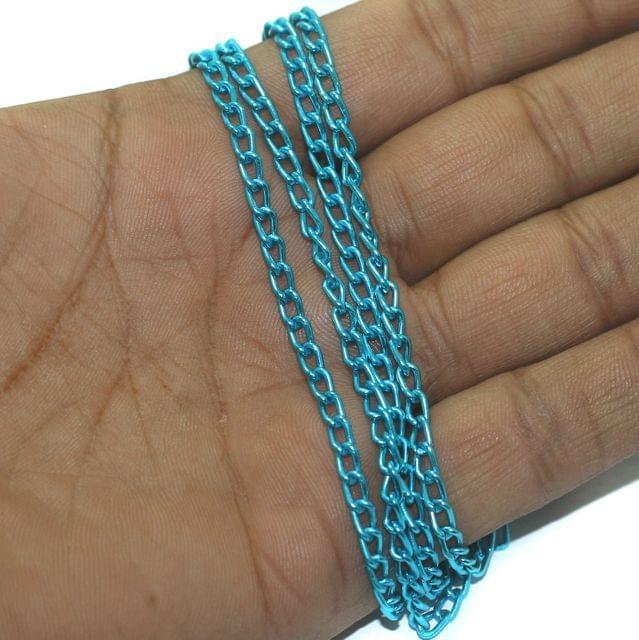 6X3mm Aluminium Curb Chain - Blue / 5 Mtrs