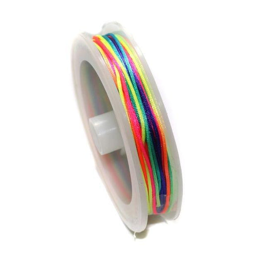 10 Mtrs, 1mm Multicolored Satin Thread Spool - MultiColor / Thread / 1mm