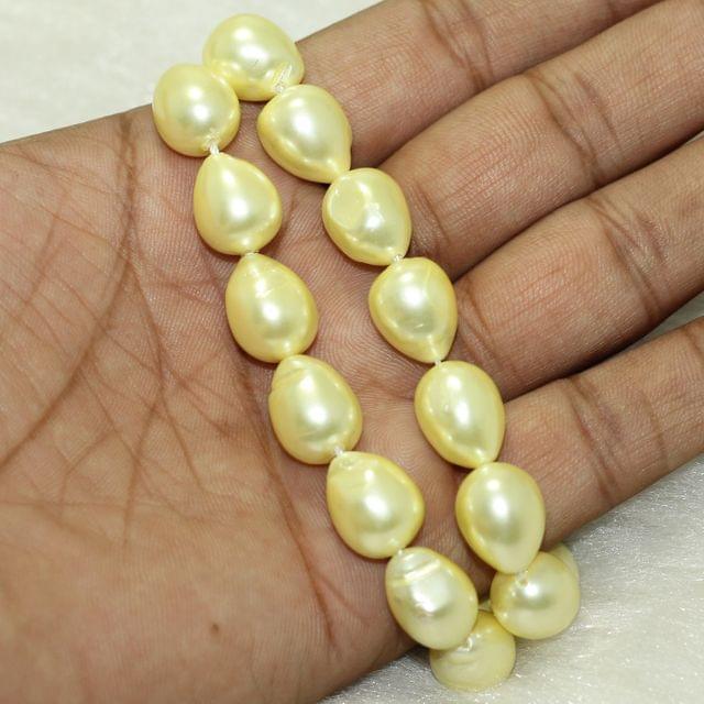 14x12mm  Taiwan Baroque Drop Pearls Beads - Yellow / Shell / 1 String