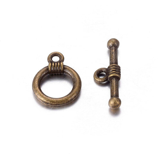 Tibetan Toggle Clasps Antique Bronze - Bronze / 5 Set