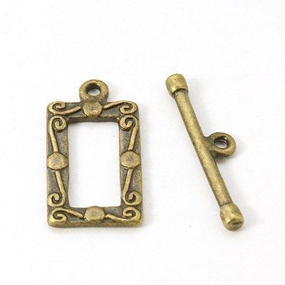 Tibetan Rectangle Toggle Clasps Antique Bronze - 5 Set / Bronze