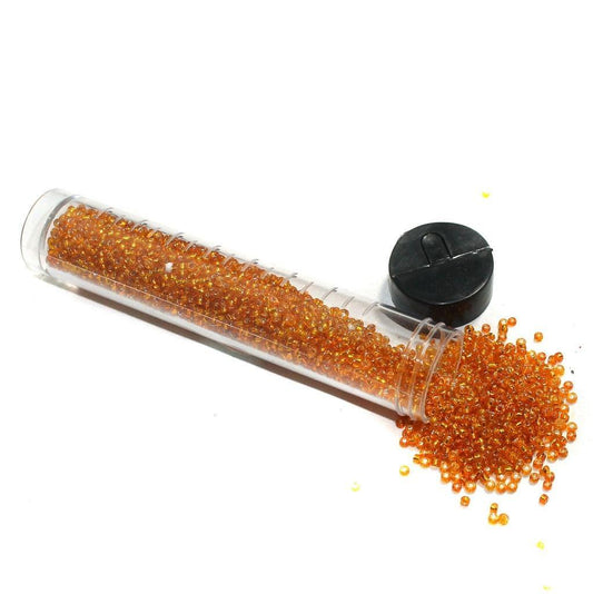 Nippon Seed Beads Orange Silver Line, Size 11/0 - Silver Line / Glass / 11`0