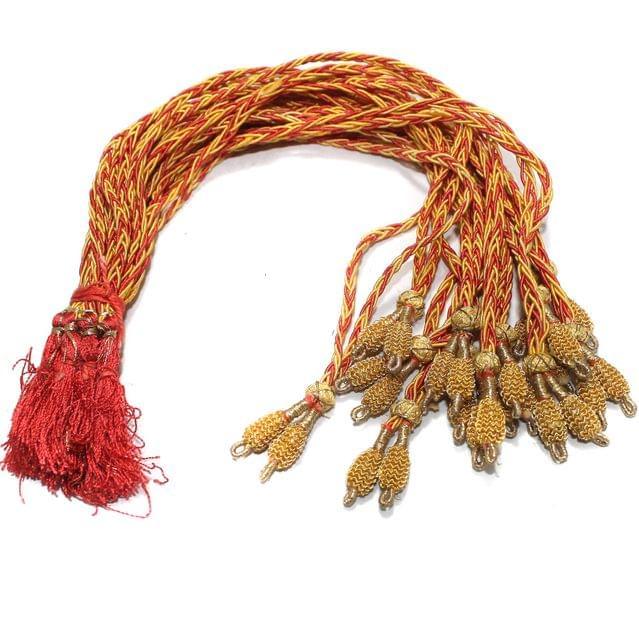 4 Pcs Salma Neckalce Backrope Dori Golden - Red / Zari