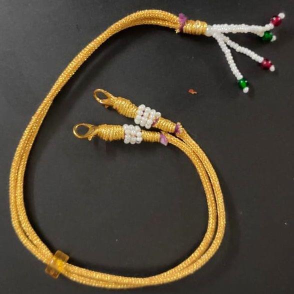 4 Pcs Zari Necklace Backrope Dori Golden - Golden / Zari