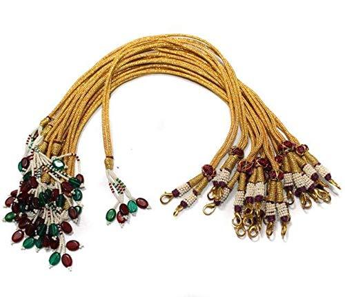 4 Pcs Zari Necklace Backrope Dori Golden - Golden / Zari