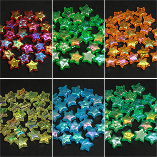 300 Pcs 10mm  Acrylic Star 6 Color Combo Rainbow Finish - MultiColor / Acrylic / Star