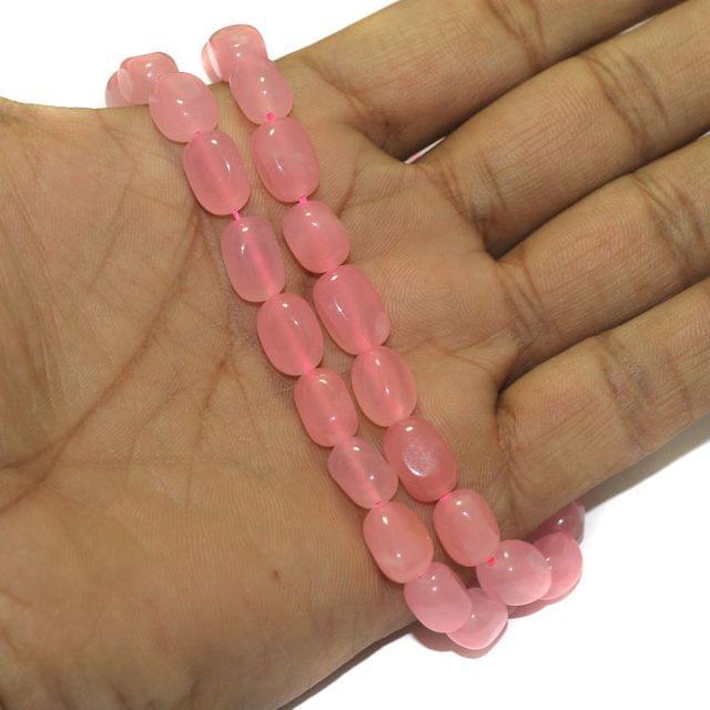 8x11 mm Tumble Zed Stone Beads - Baby Pink / Stone / 1 String