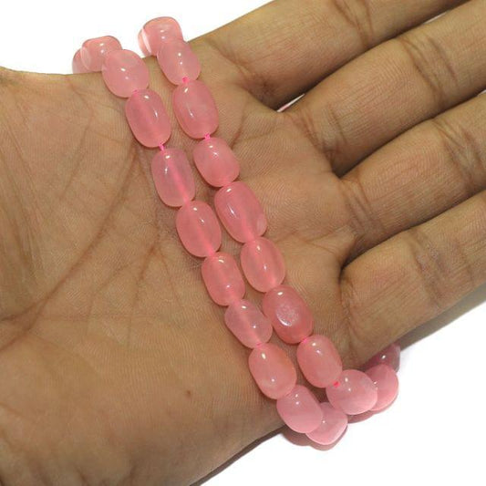 8x11 mm Tumble Zed Stone Beads - Baby Pink / Stone / 1 String