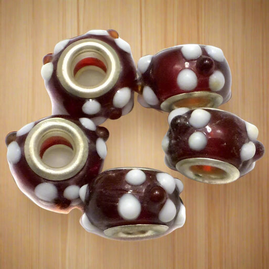 20 Pandora Beads Red 8x14mm - Red / Glass / Donut