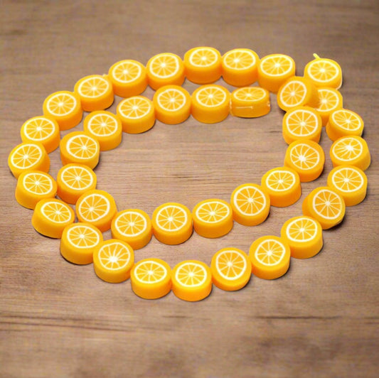 Orange Polymer Clay Fimo Beads 1 String, 10x4mm - 10mm / MultiColor / Polymer Clay