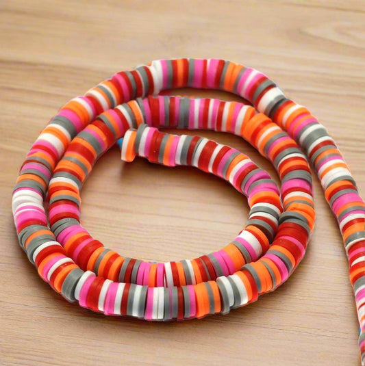 Multicolored Polymer Clay Fimo Ring Beads 1 String, 6mm - 6mm / MultiColor / Polymer Clay