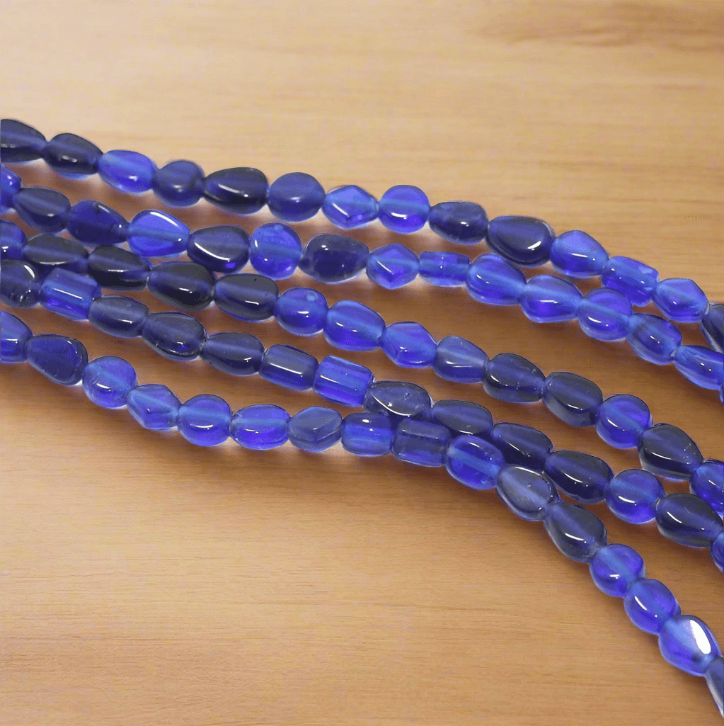 5 Strings Fire Polish Plain Glass Beads - Blue / Glass / Assorted