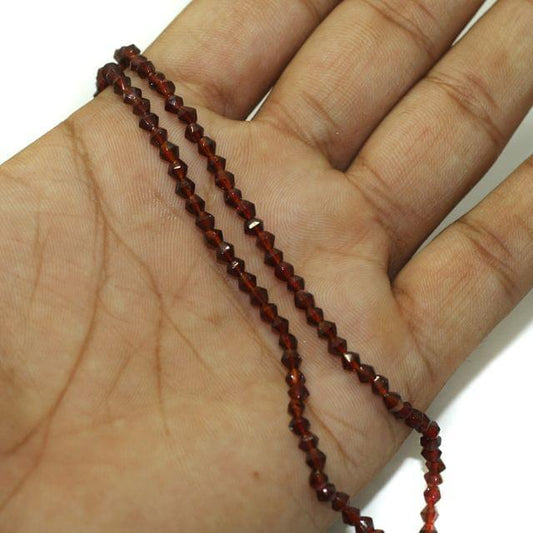 5 Strings Faceted Bicone Glass Beads Red 3mm - Red / Glass / Bicone