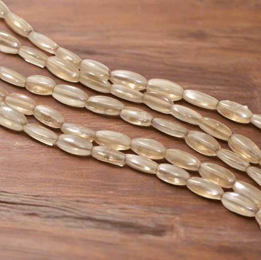 5 Strings Fire Polish Oval Glass Beads Peach 13x4mm - Pink / Glass / Oval