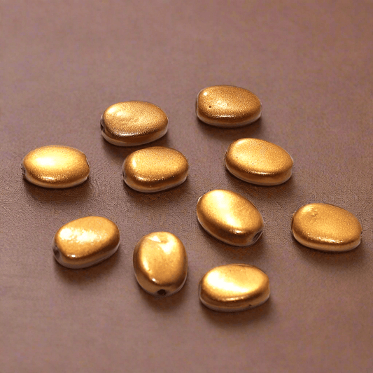 50 Pcs Glass Flat Oval Coated Beads 18x13mm - Brown / Glass / Oval